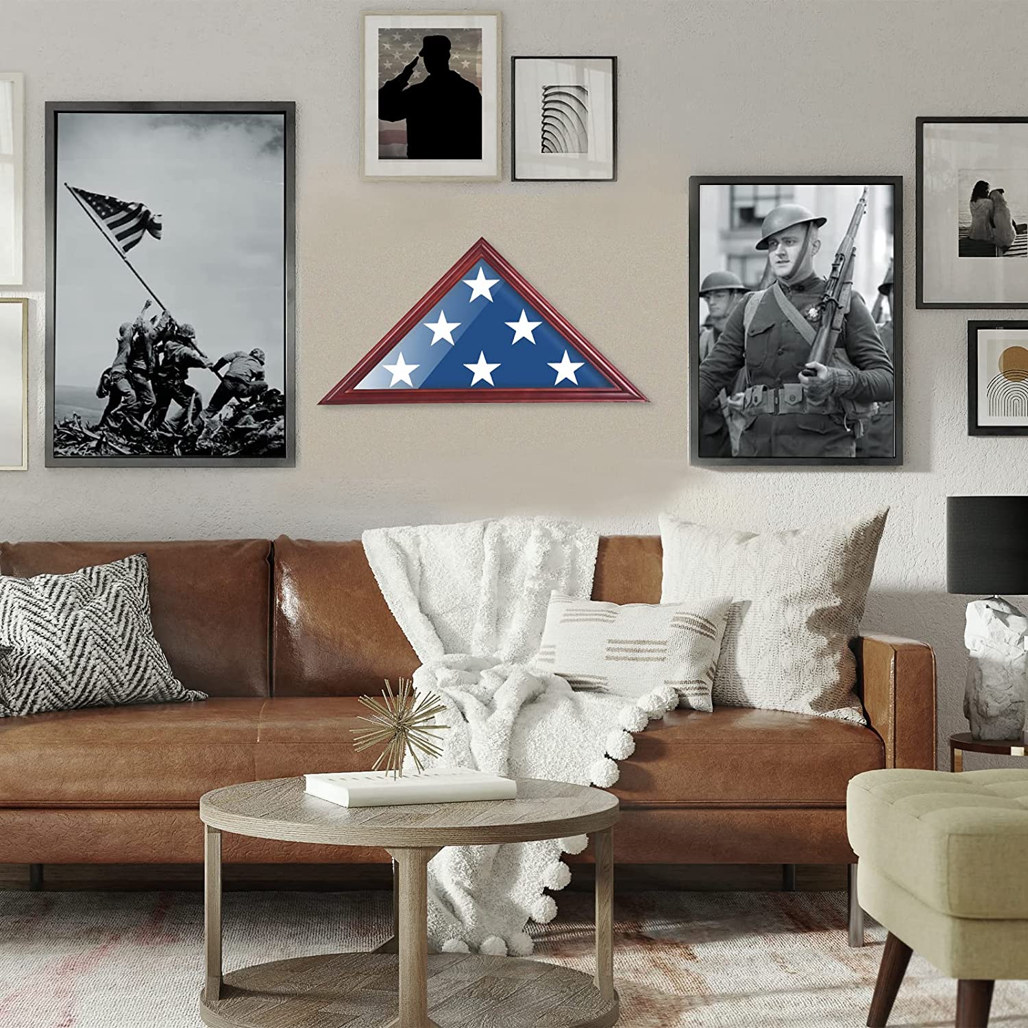 Flag Display Case Burial or Funeral Flag Frame 5 x 9.5' Mahogany Flag Shadow Box DecoWoodo