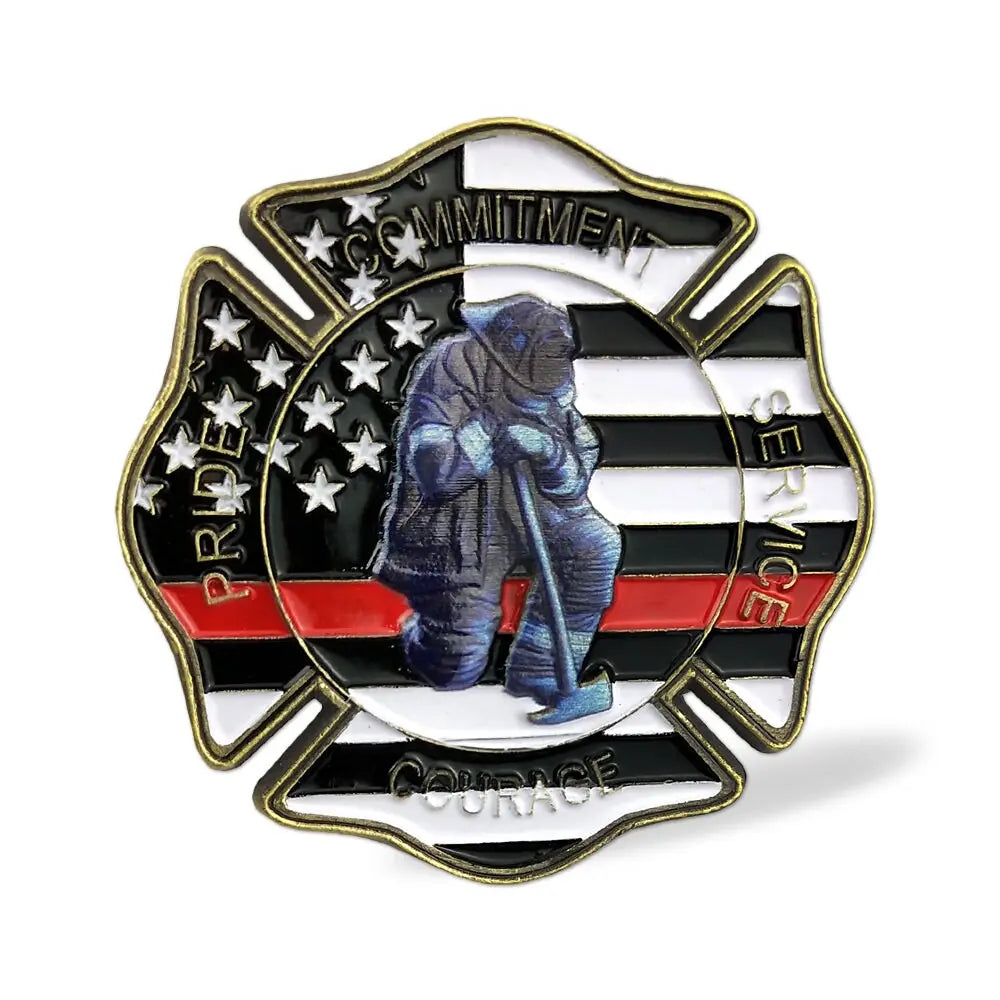 Firefighter Challenge Coin Red Lives Matter Prayer Fire Department Gift Coin/gift for Him for father decowoodo