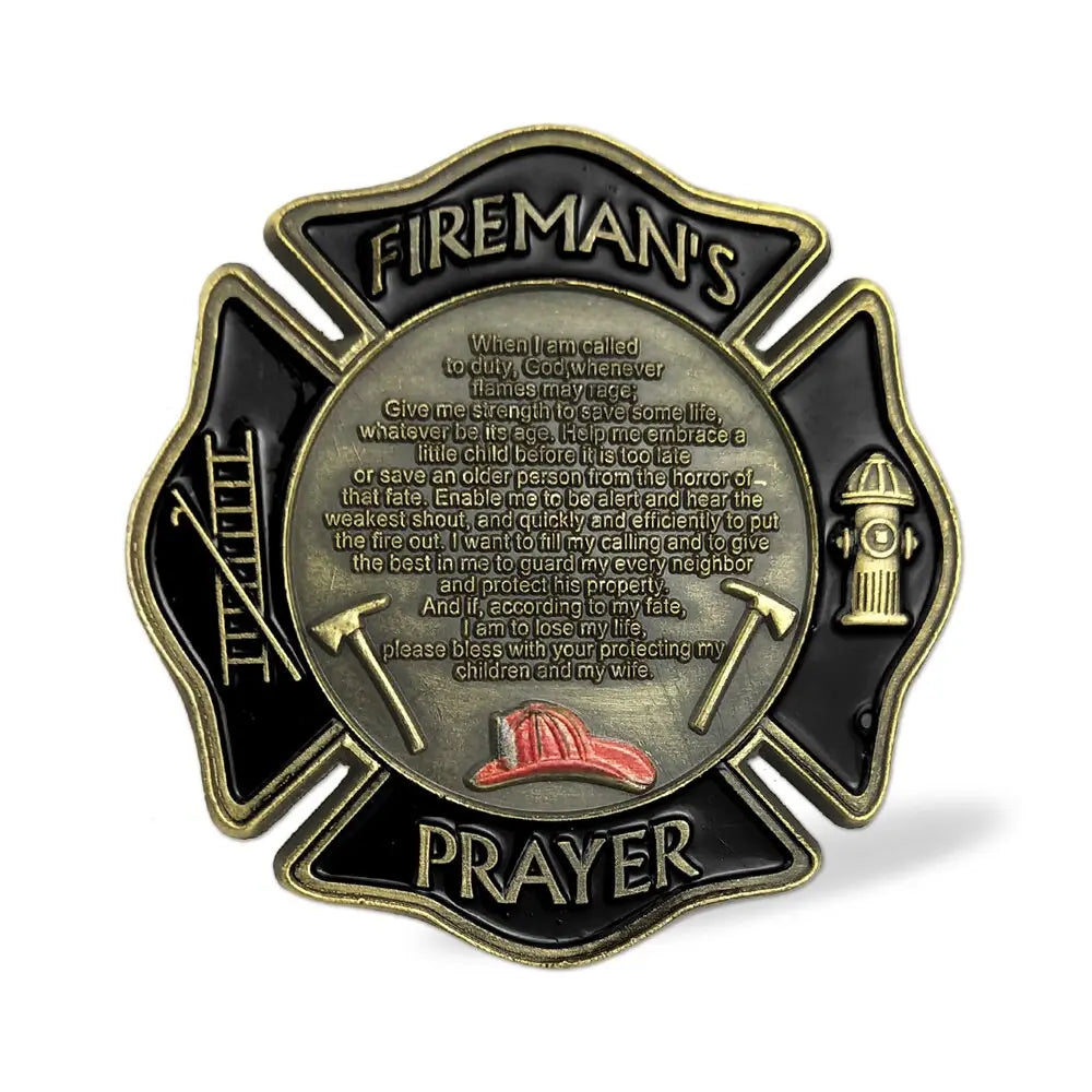 Firefighter Challenge Coin Red Lives Matter Prayer Fire Department Gift Coin/gift for Him for father decowoodo