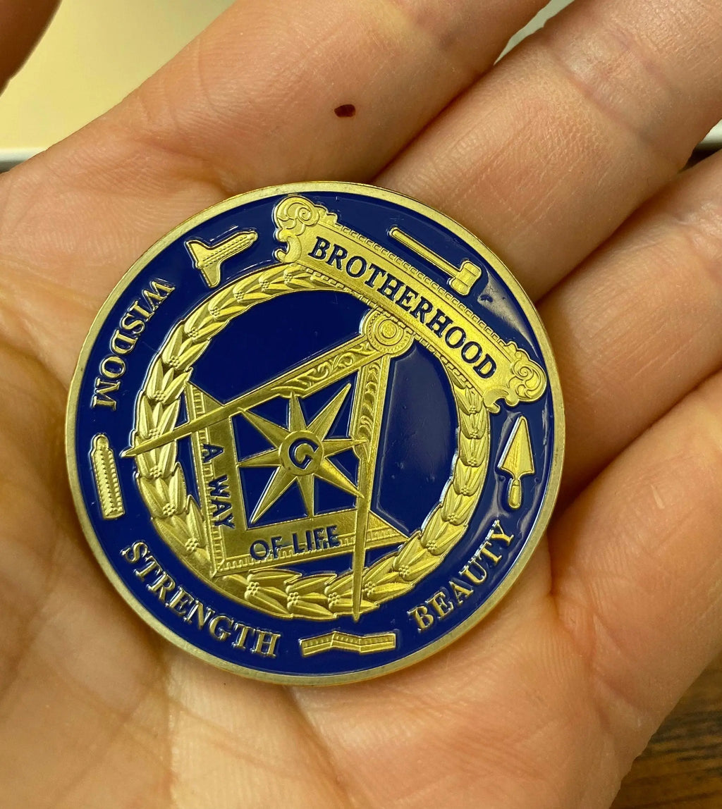 Masonic Challenge Coin Grand Lodges Freemasons Brotherhood Collectible Badge｜gift for him decowoodo