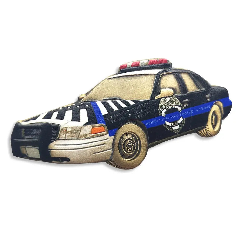 Police Car Featured Challenge Coin St Michael LEO Guardian Angle Back the Blue decowoodo