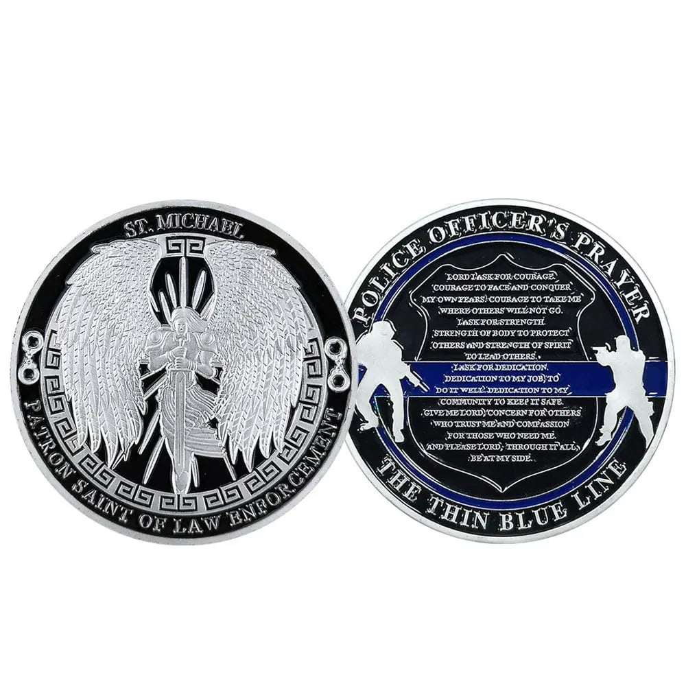 Police Guardian Angel St. Michael Challenge Coin Law Enforcement Officers Prayer/gift for Him for father decowoodo