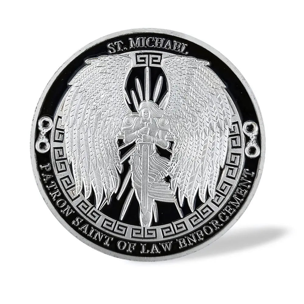 Police Guardian Angel St. Michael Challenge Coin Law Enforcement Officers Prayer/gift for Him for father decowoodo