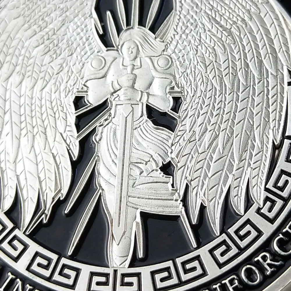 Police Guardian Angel St. Michael Challenge Coin Law Enforcement Officers Prayer/gift for Him for father decowoodo