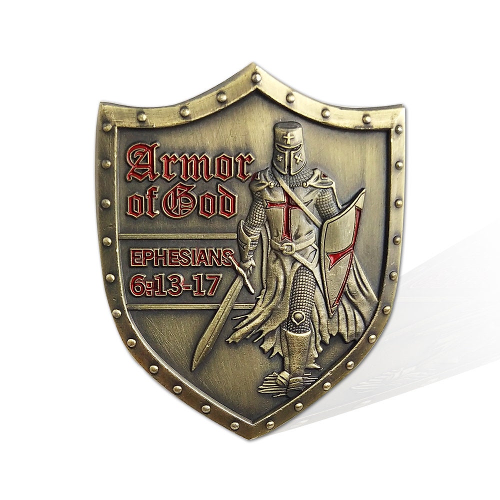 Armor of God EPH 6:13-17 Challenge Coin Shield of Faith Antique Bronze Collectible/gift for Him for father decowoodo