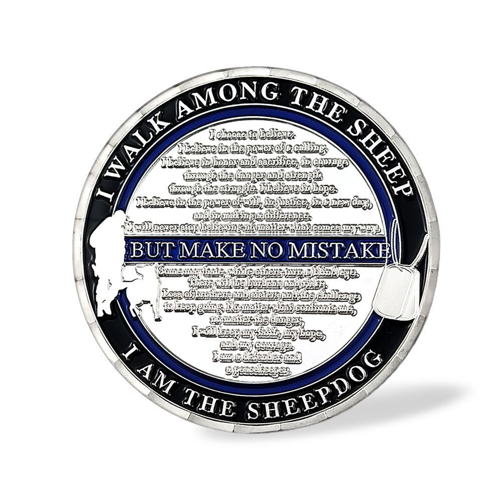 Police Sheepdogs Challenge Coin A Thin Blue Line Watch Your 6 Silver Collectible/gift for Him for father decowoodo