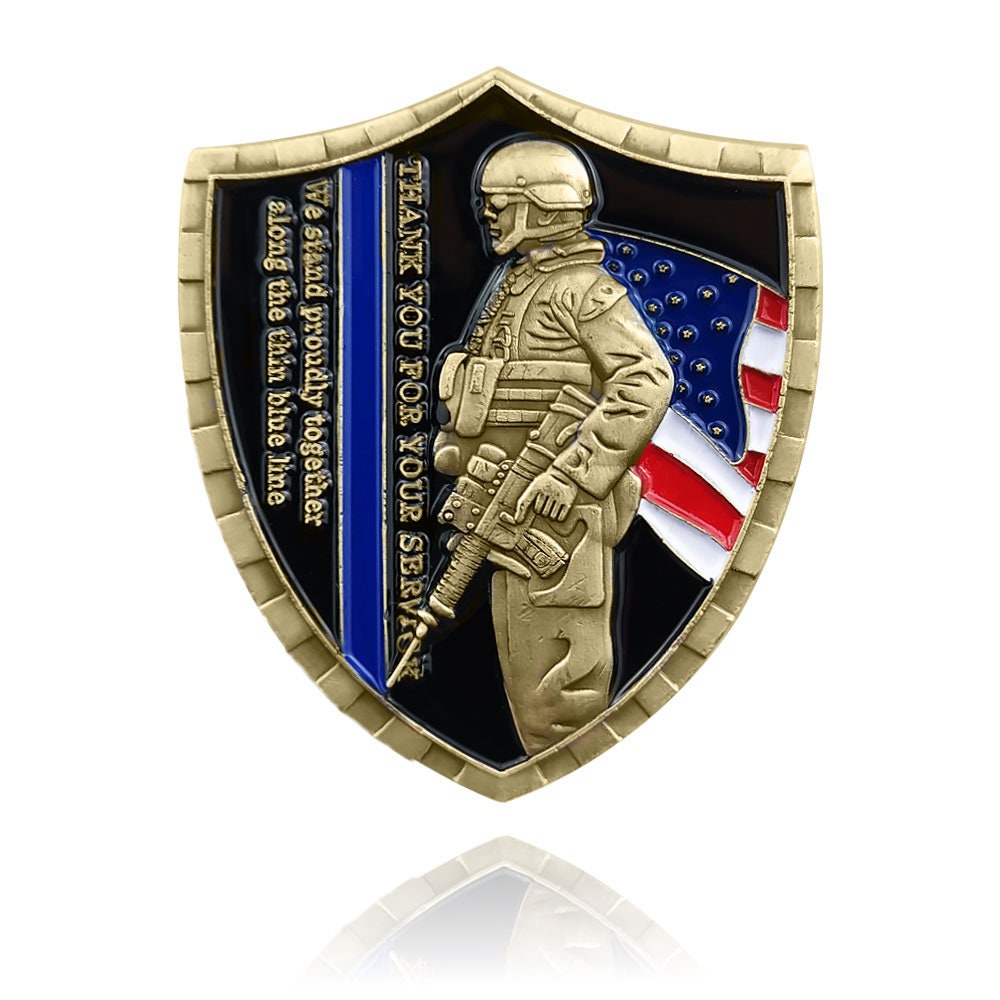 Blue Lives Matter Challenge Coin St Michael Saint of LEO Shield Badge/gift for Him for father decowoodo