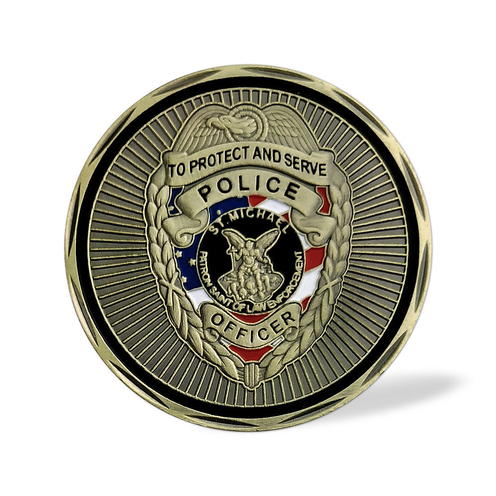 St Michael Police Patron Challenge Coin Blue Live Matter Law Enforcement Badge/gift for Him for father decowoodo