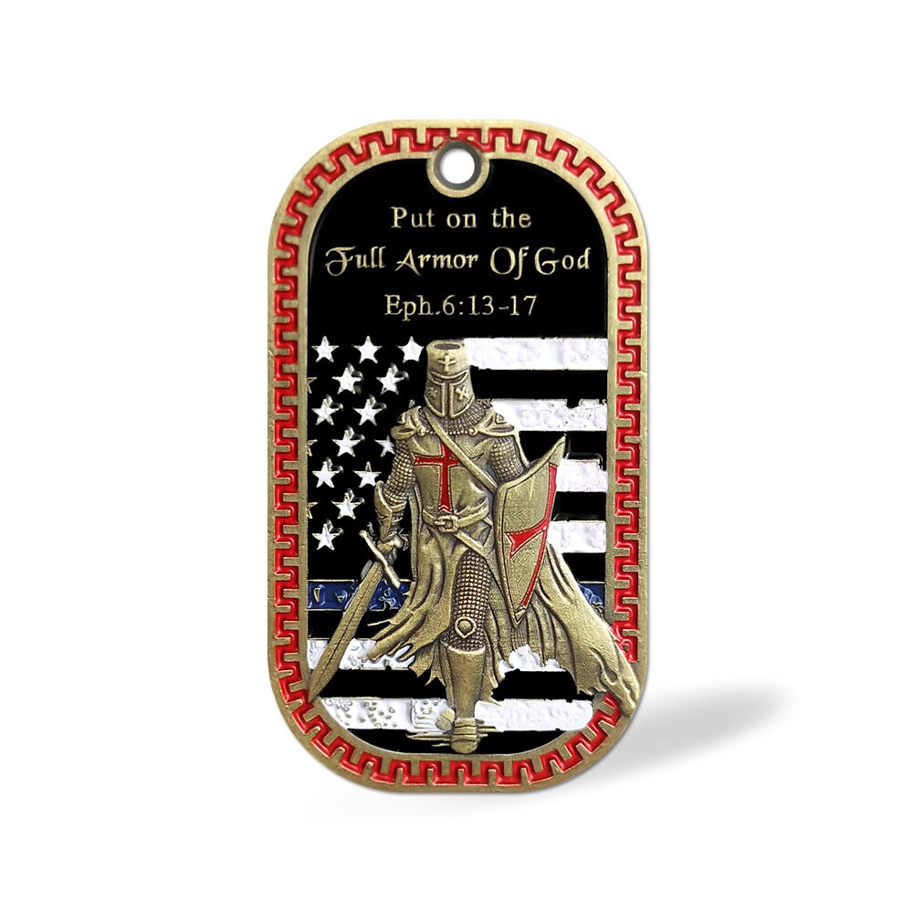 Armor of God EPH 6:13-17 Military Dog Tag Challenge Coin Bible Prayer Pendant/gift for Him for father decowoodo