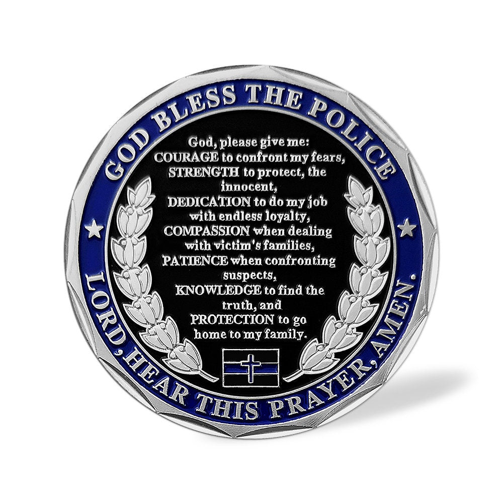Police Challenge Coin A Thin Blue Line Guardian Angel Blessed Prayer Emblem Gift/gift for Him for father decowoodo