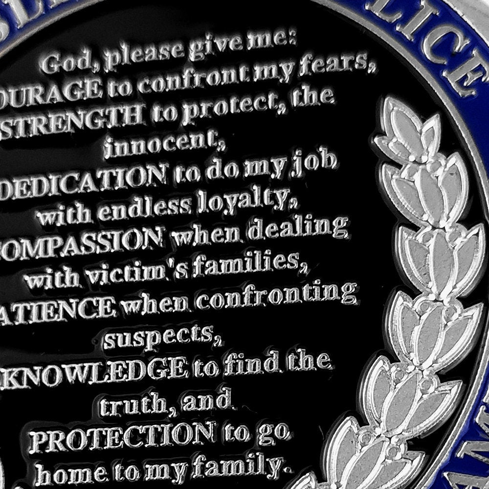 Police Challenge Coin A Thin Blue Line Guardian Angel Blessed Prayer Emblem Gift/gift for Him for father decowoodo