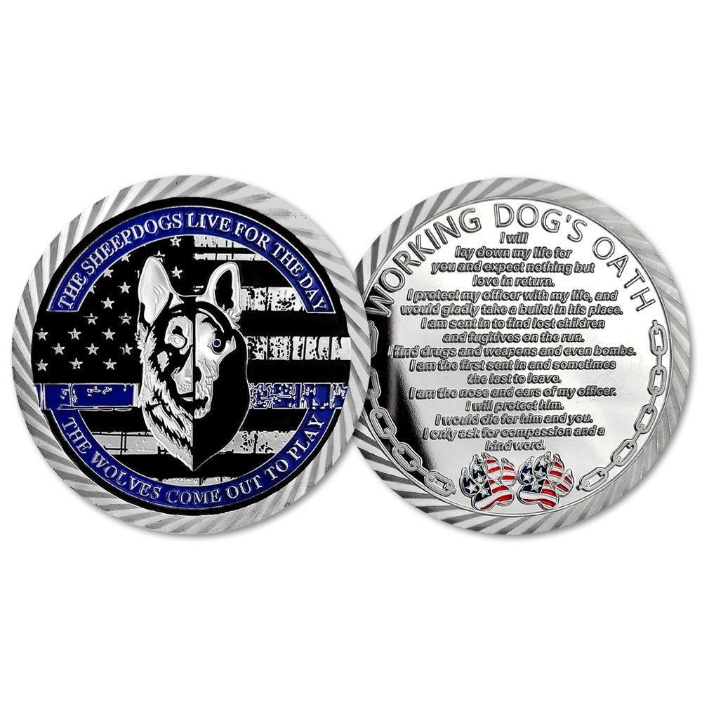 K9 Police Officer Friend Canine Prayer Blue Lives Matter Challenge Coin decowoodo