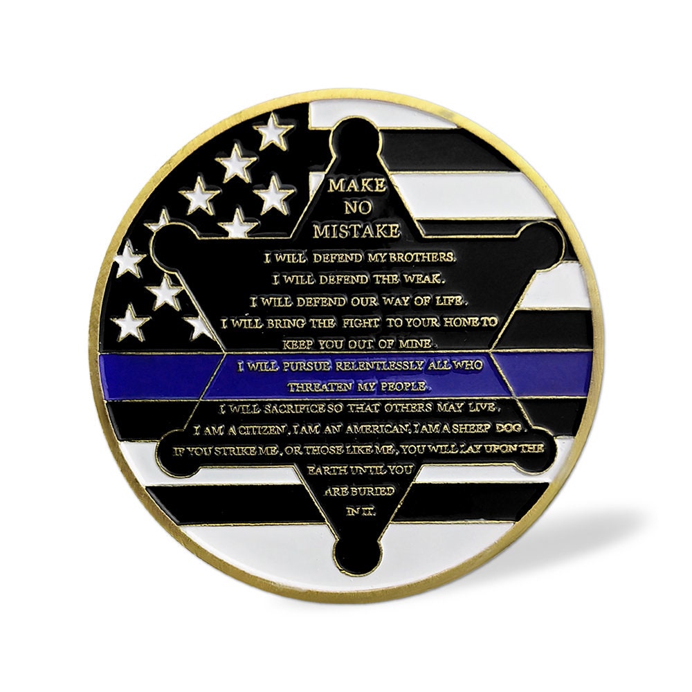 Police Officers Motto Blue Lives Matter the Whole Armor of GOD Challenge Coin/gift for Him for father decowoodo