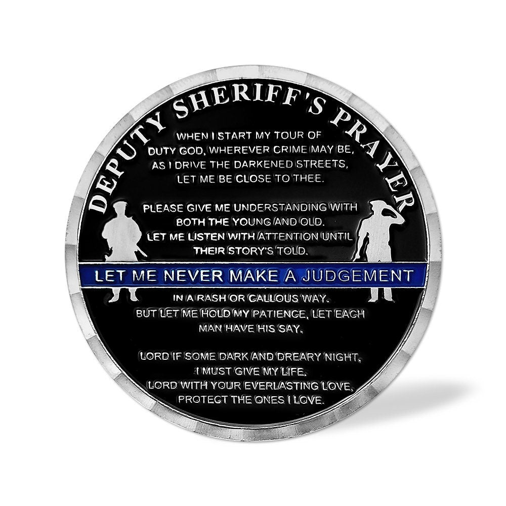 Deputy Sheriff Prayer Challenge Coin Law Enforcement Blue Lives Matter Spartan Warrior Badge/gift for Him for father decowoodo