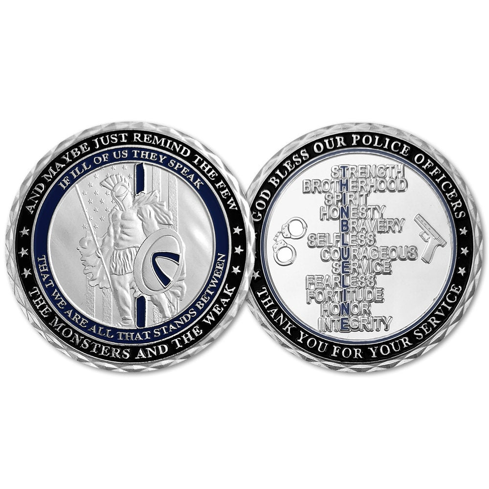 A Thin Blue Line Police Challenge Coin Law Enforcement Officers Spirit Badge/gift for Him for father decowoodo