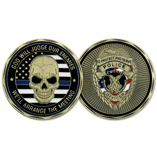 St Michael Police Patron Challenge Coin Blue Live Matter Law Enforcement Badge/gift for Him for father decowoodo