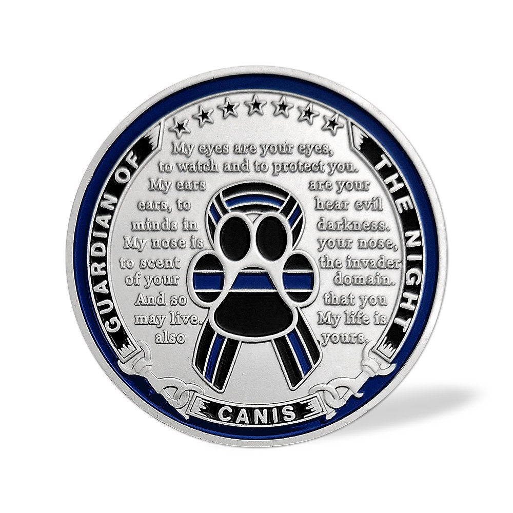K9 Night Guardian PrayerPolice Officer Challenge Coin decowoodo