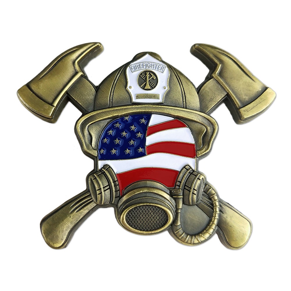Firefighter Prayer Challenge Coin Cross Fire Axe Helmet Gear Featured/gift for Him for father decowoodo