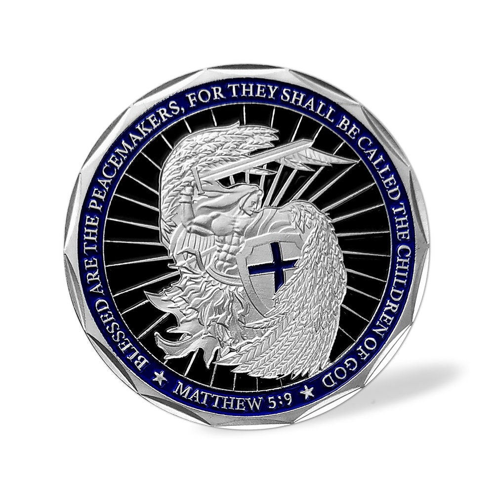 Police Challenge Coin A Thin Blue Line Guardian Angel Blessed Prayer Emblem Gift/gift for Him for father decowoodo