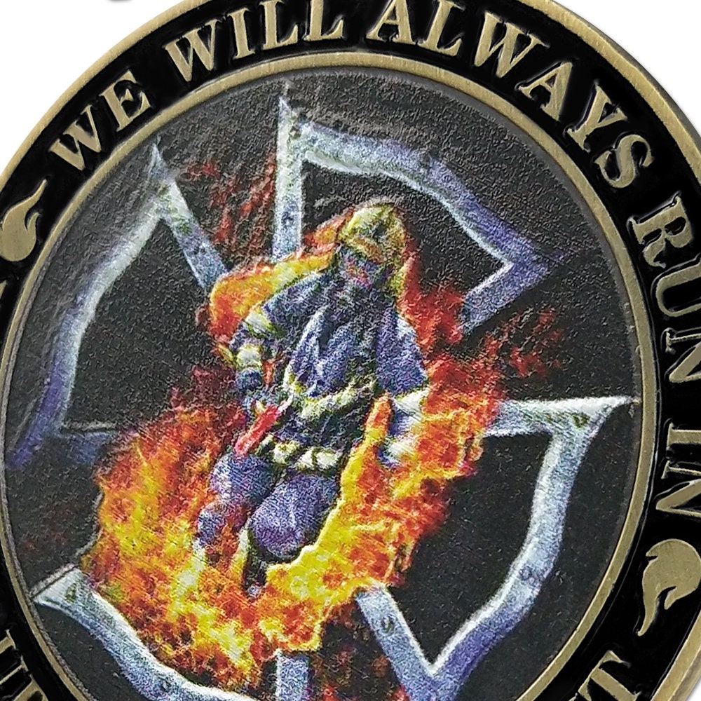 Firefighter A Thin Red Line Hero Challenge Coin FD Cross Axe Gift Collectible/gift for Him for father decowoodo