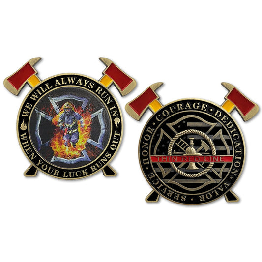 Firefighter A Thin Red Line Hero Challenge Coin FD Cross Axe Gift Collectible/gift for Him for father decowoodo