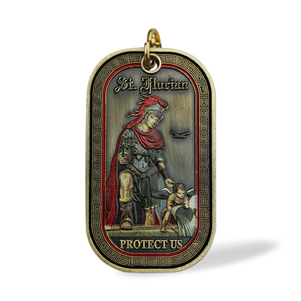 Firefighter Dog Tag St. Florian Patron Saint Challenge Coin Brotherhood Gift/gift for Him for father decowoodo