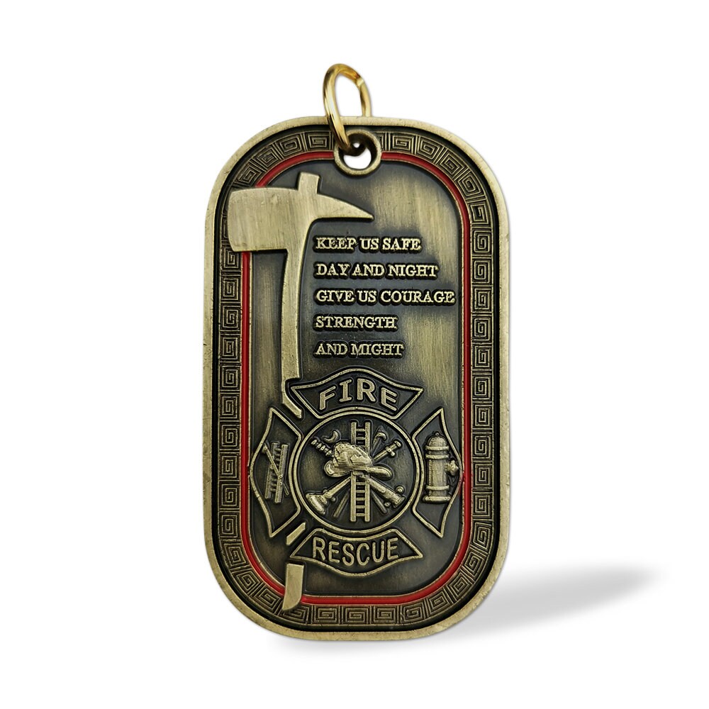 Firefighter Dog Tag St. Florian Patron Saint Challenge Coin Brotherhood Gift/gift for Him for father decowoodo
