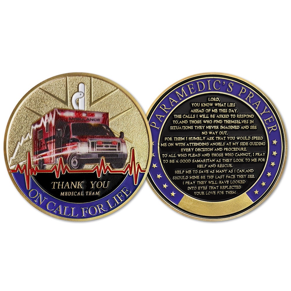 EMS Challenge Coin Paramedic Prayer Collectible Emergency First Aid Worker Gift/gift for Him for father decowoodo