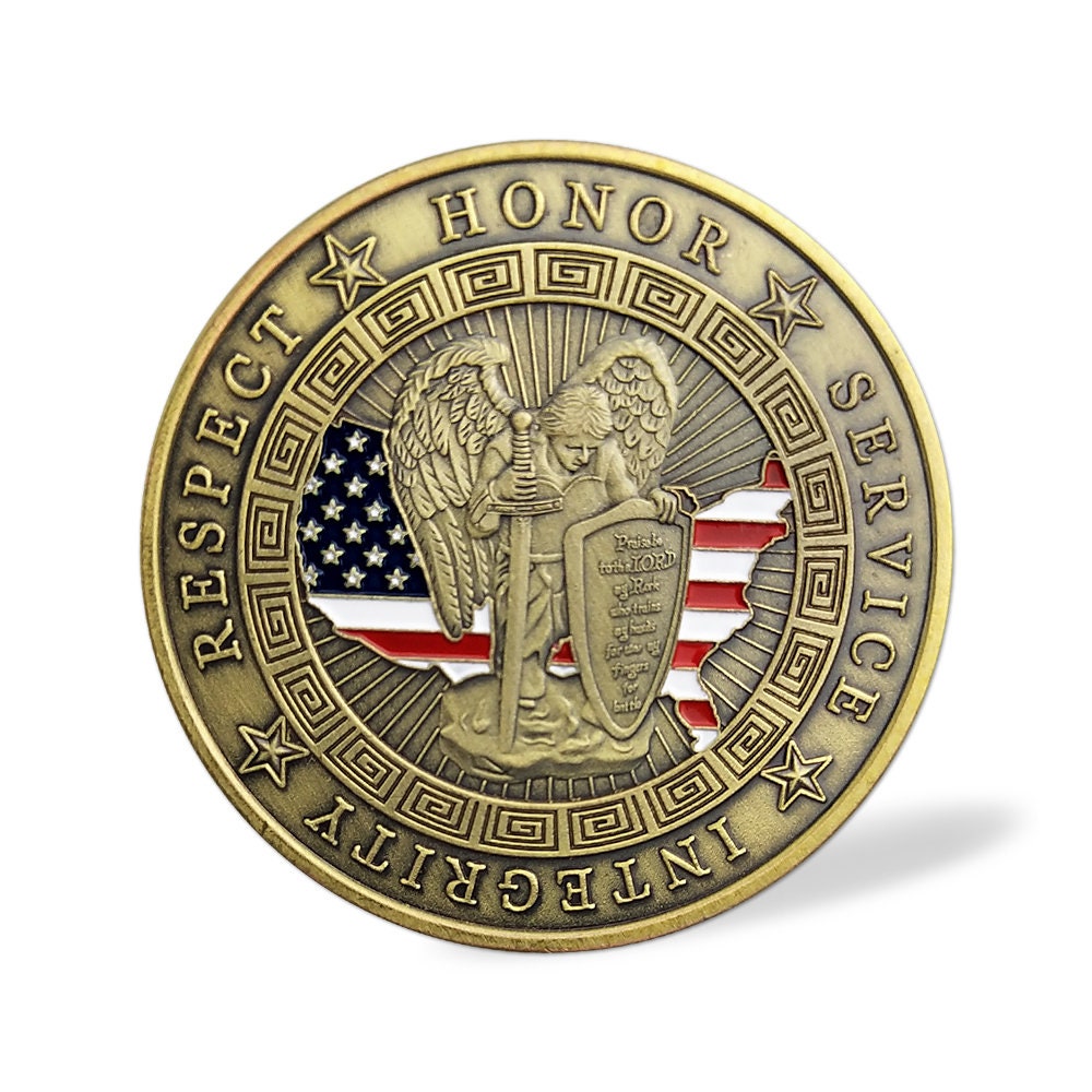 Police Officers Motto Blue Lives Matter the Whole Armor of GOD Challenge Coin/gift for Him for father decowoodo