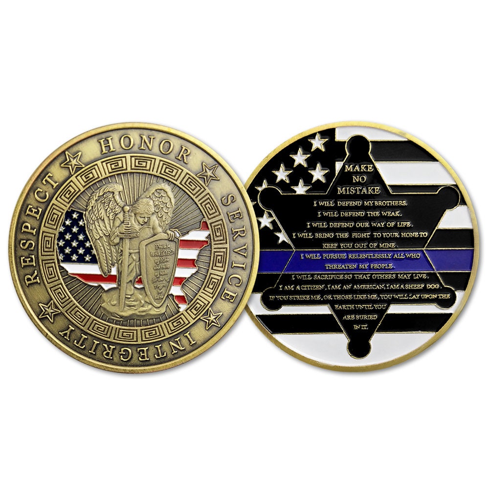 Police Officers Motto Blue Lives Matter the Whole Armor of GOD Challenge Coin/gift for Him for father decowoodo
