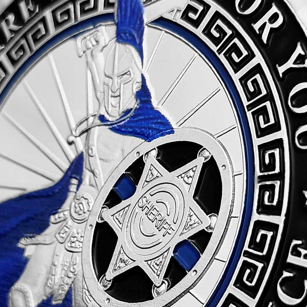 Deputy Sheriff Prayer Challenge Coin Law Enforcement Blue Lives Matter Spartan Warrior Badge/gift for Him for father decowoodo