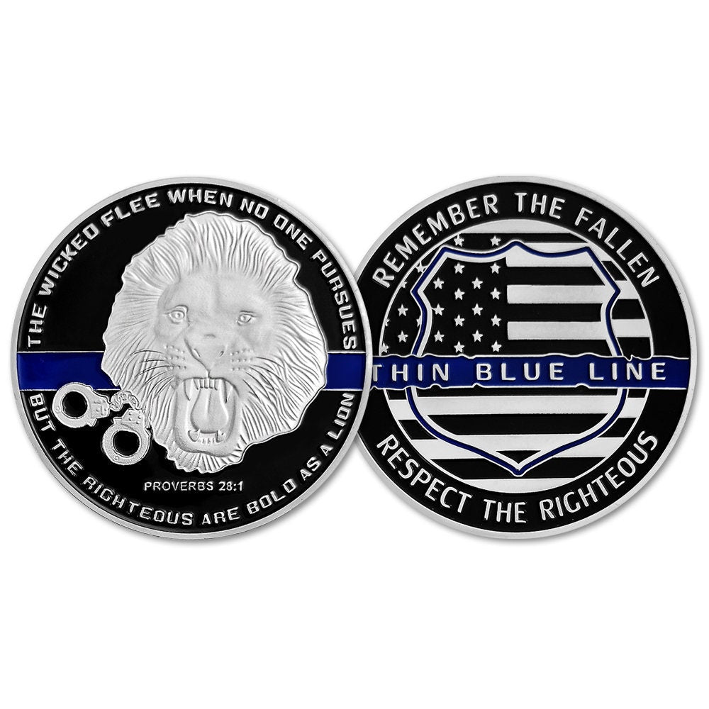 Police LEO Challenge Coin A Thin Blue Line Law Enforcement Officers Collectible/gift for Him for father decowoodo
