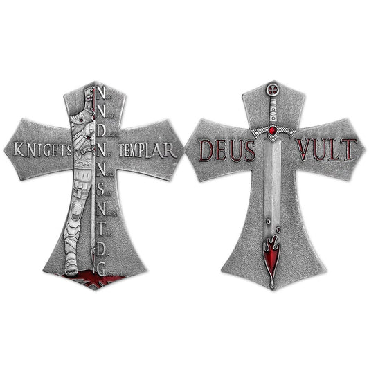 Knights Templar Deus Vult Challenge Coin Templar Cross Silver Collectible Emblem/gift for Him for father decowoodo