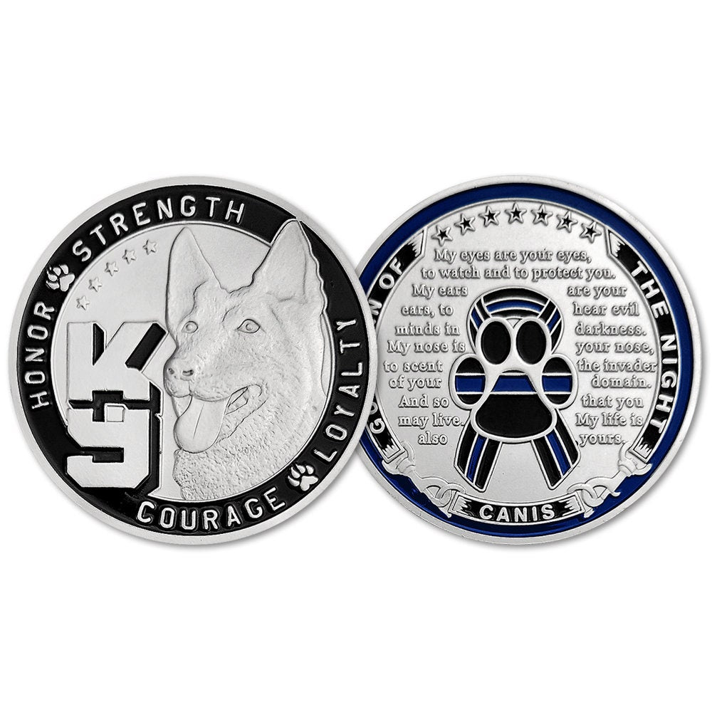 K9 Night Guardian PrayerPolice Officer Challenge Coin decowoodo