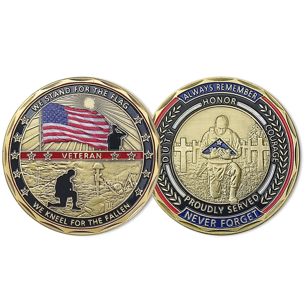 US Veteran Commemorative Challenge Coin We Stand For the Flag Honor Gift Coin/gift for Him for father decowoodo