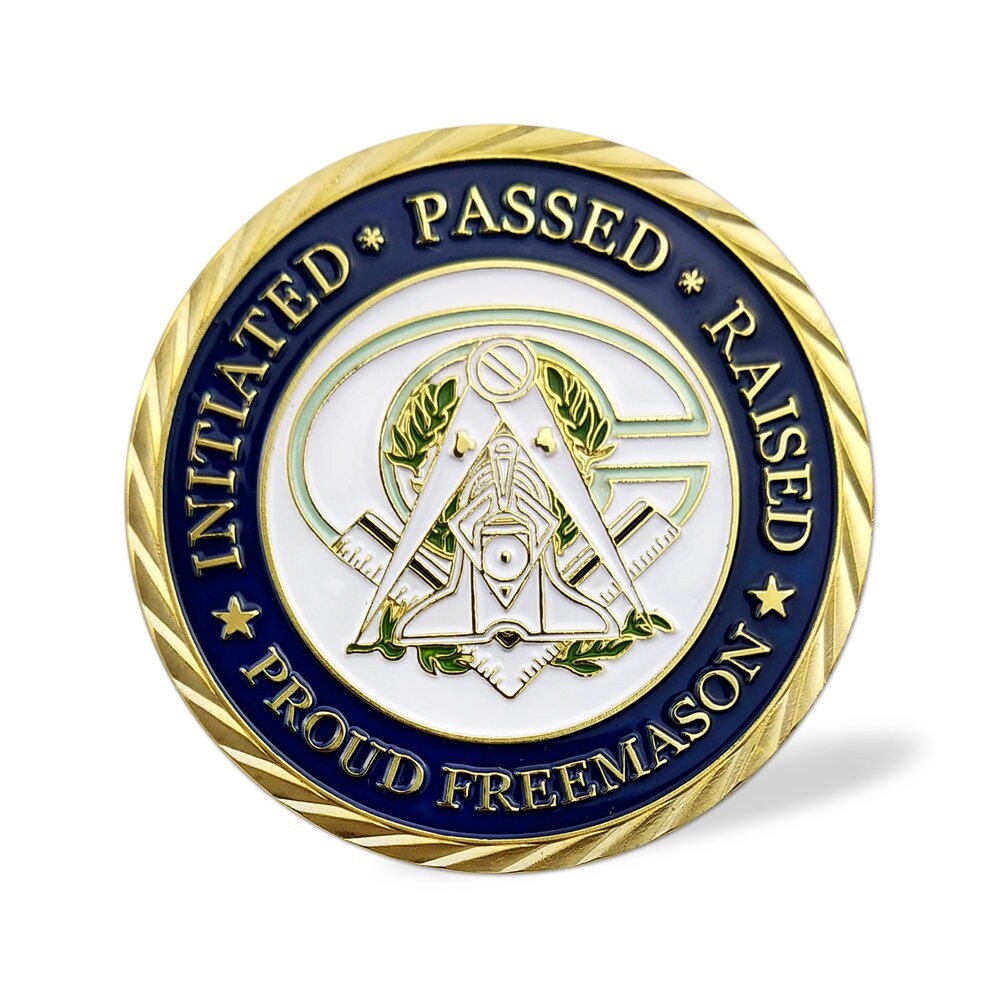 Masonic Challenge Coin White Compass & Square Solomon Temple Featured/gift for Him for father decowoodo