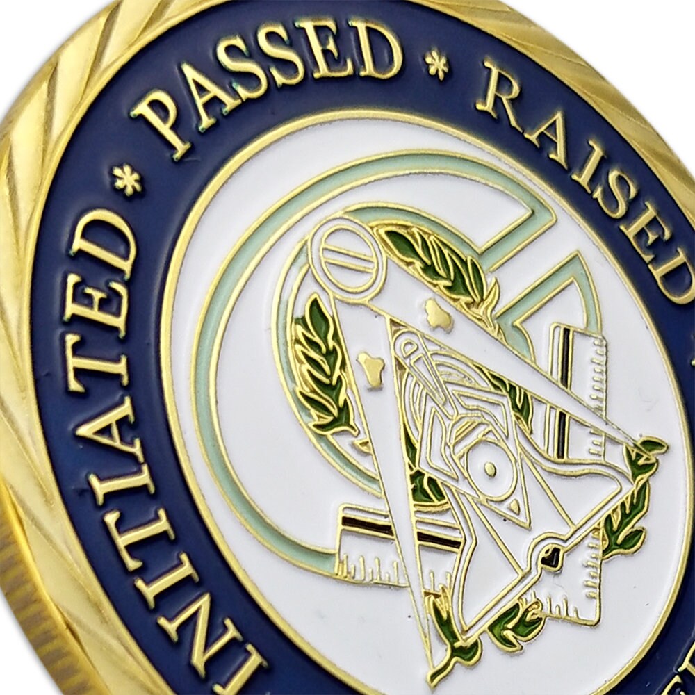 Masonic Challenge Coin White Compass & Square Solomon Temple Featured/gift for Him for father decowoodo