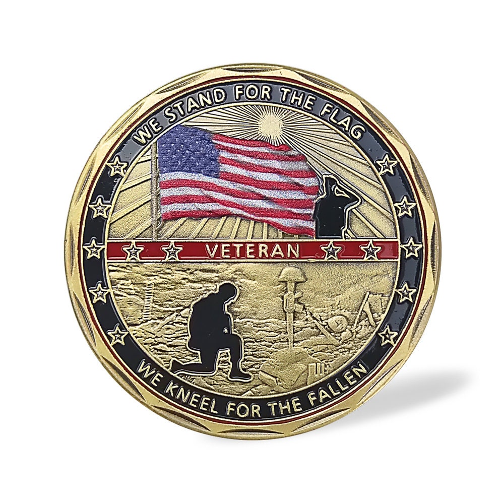 US Veteran Commemorative Challenge Coin We Stand For the Flag Honor Gift Coin/gift for Him for father decowoodo