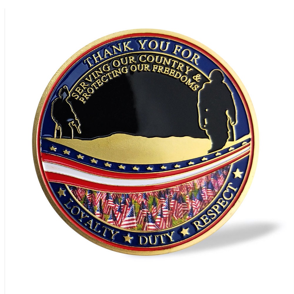 US Veteran Commemorative Flag Challenge Coin Military Thanksgiving Collectible/gift for Him for father decowoodo