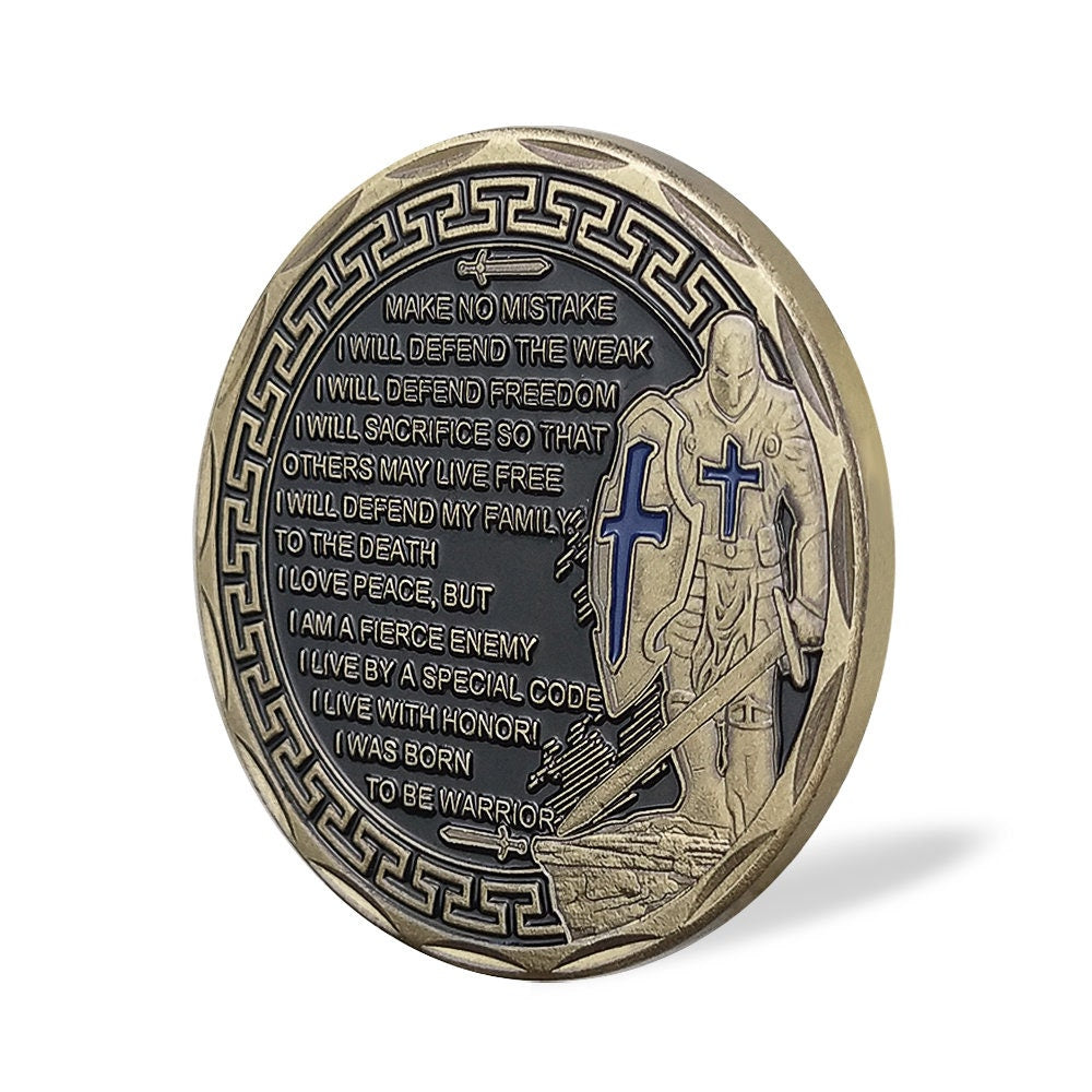 Law Enforcement Prayer Challenge Coin Bronze Crusader Warrior Police Collectible/gift for Him for father decowoodo