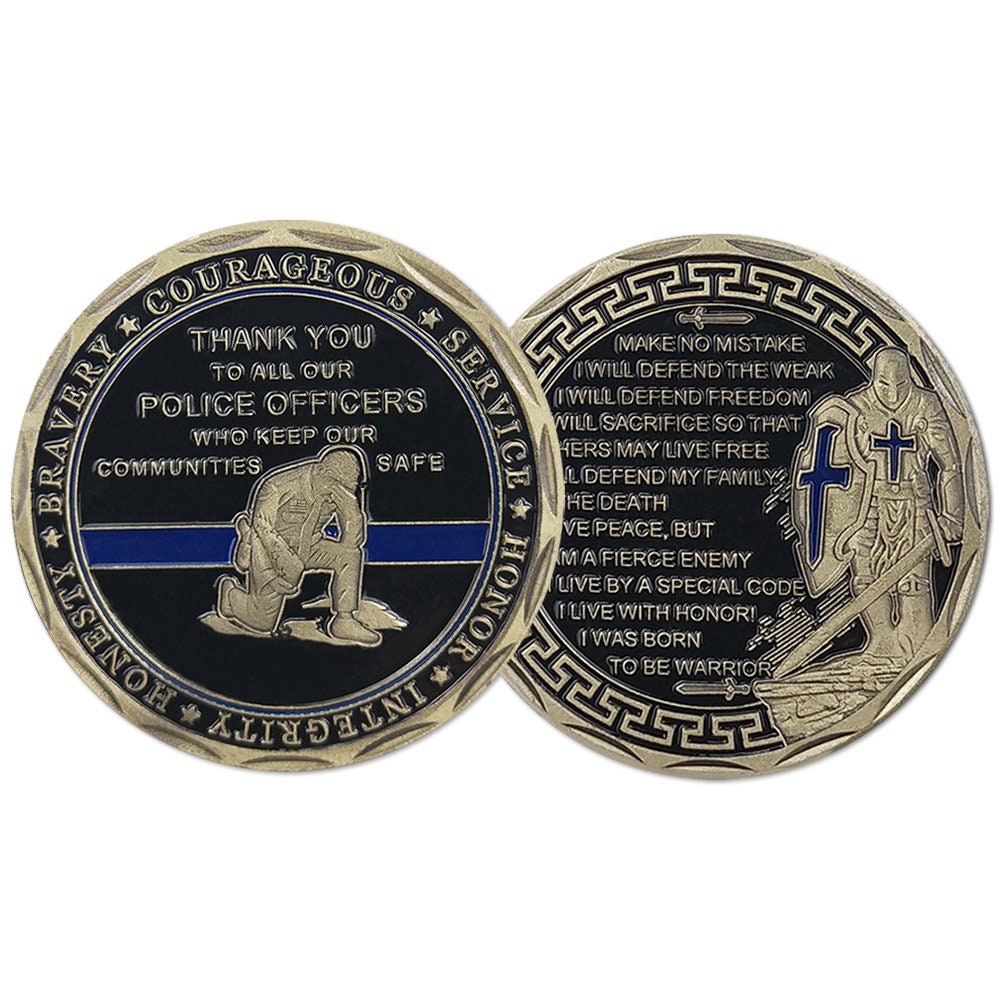 Law Enforcement Prayer Challenge Coin Bronze Crusader Warrior Police Collectible/gift for Him for father decowoodo