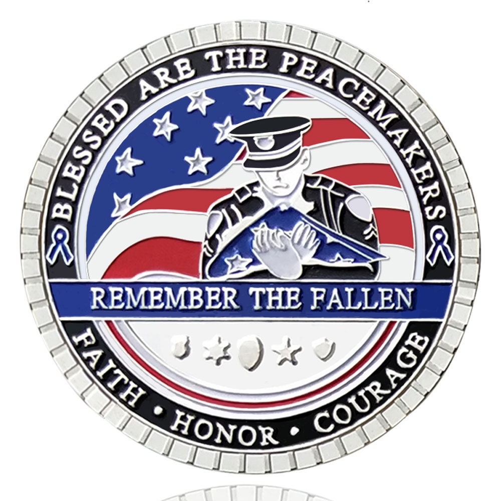LEO Challenge Coin Blue Lives Matter Remember the Fallen Police Silver Medallion/gift for Him for father decowoodo