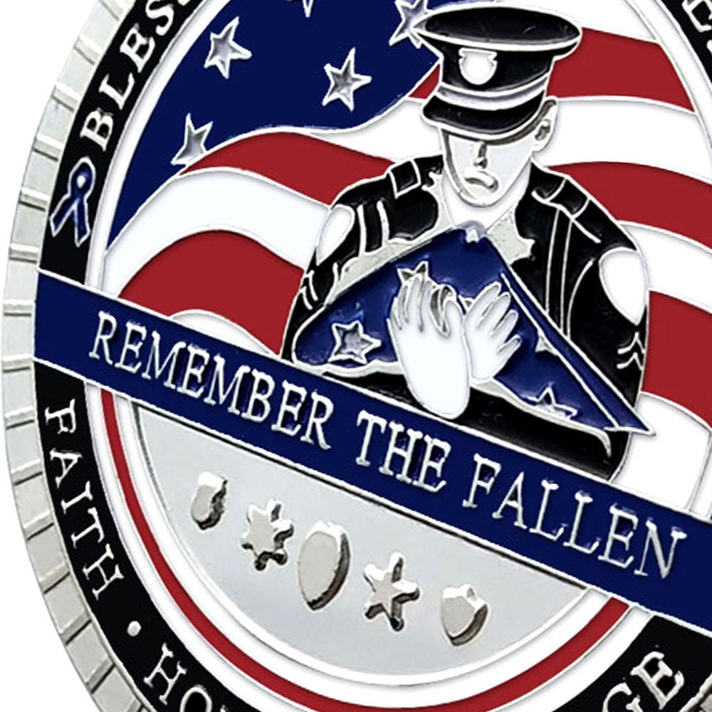 LEO Challenge Coin Blue Lives Matter Remember the Fallen Police Silver Medallion/gift for Him for father decowoodo