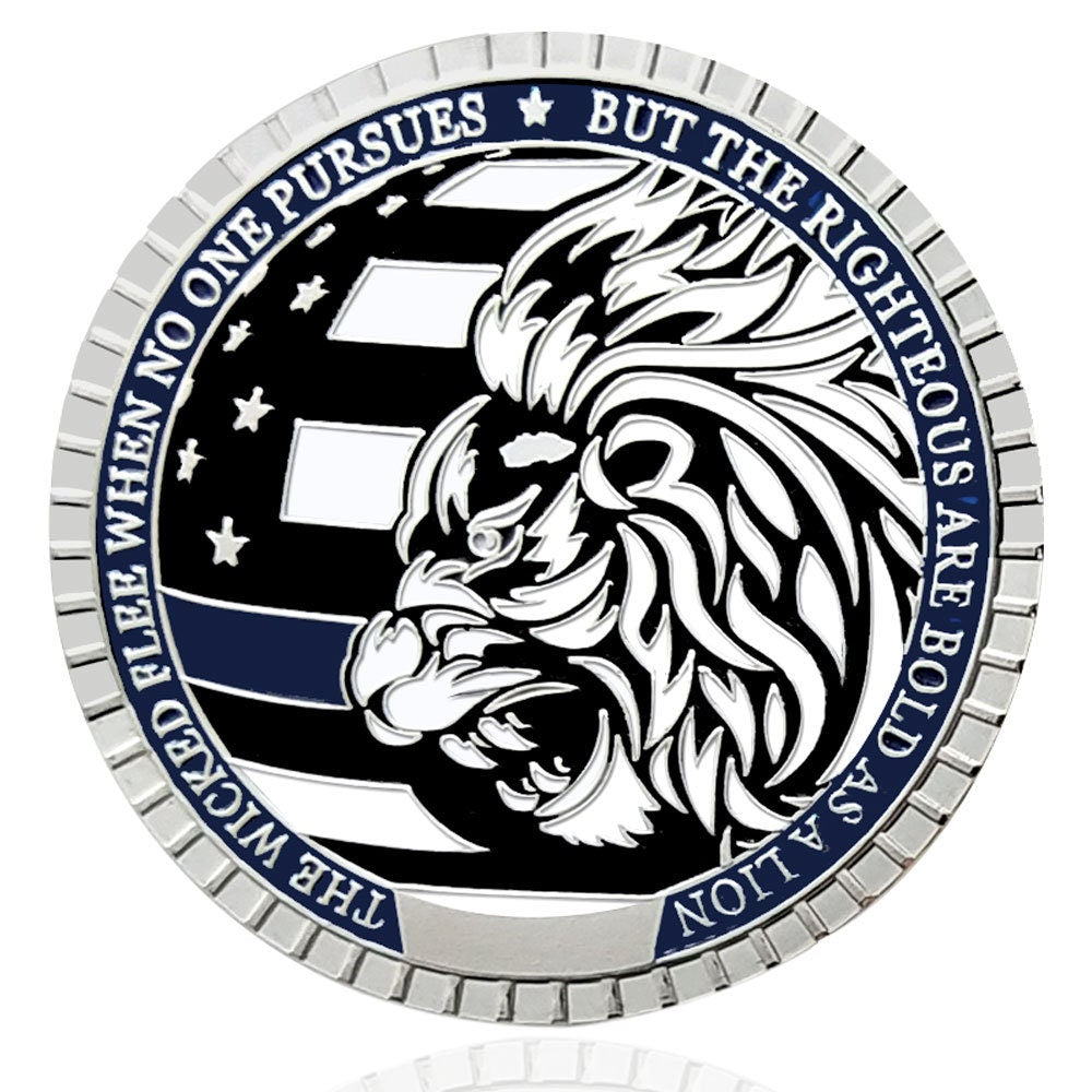 LEO Challenge Coin Blue Lives Matter Remember the Fallen Police Silver Medallion/gift for Him for father decowoodo