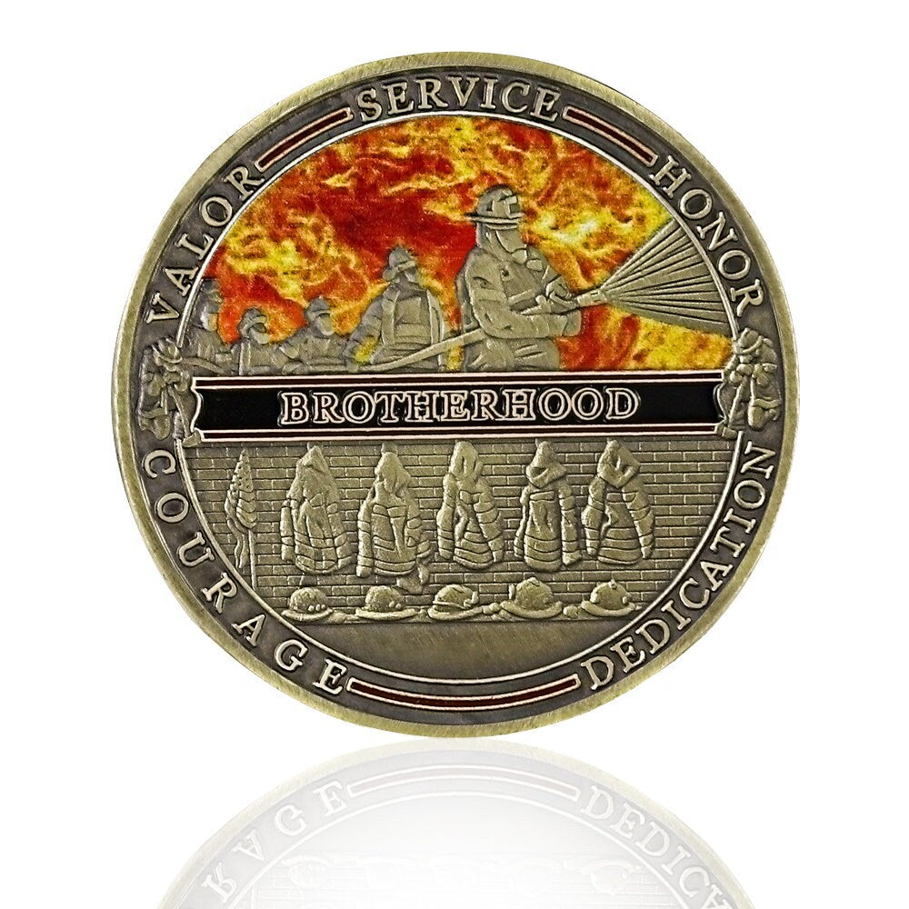 Firefighter Challenge Coin A Thin Red Line Prayer Psalm 23:4 Brotherhood Badge/gift for Him for father decowoodo
