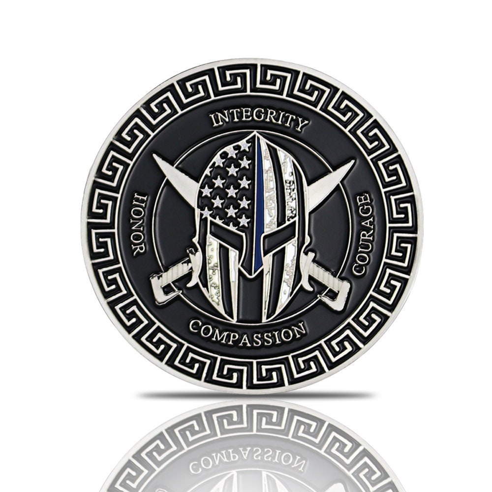 Thin Blue Line Challenge Coin Crusader Warrior Blessd Law Enforcement Gift Coin/gift for Him for father decowoodo