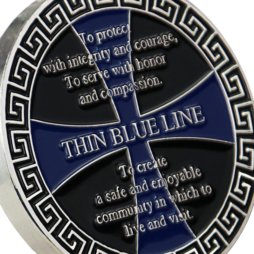 Thin Blue Line Challenge Coin Crusader Warrior Blessd Law Enforcement Gift Coin/gift for Him for father decowoodo