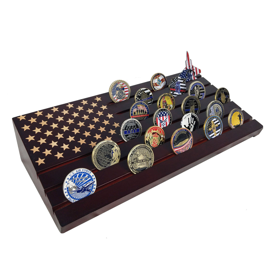 16" Challenge Coin Flag Display Stand Militaria Chip Medallion Holder Rack decowoodo