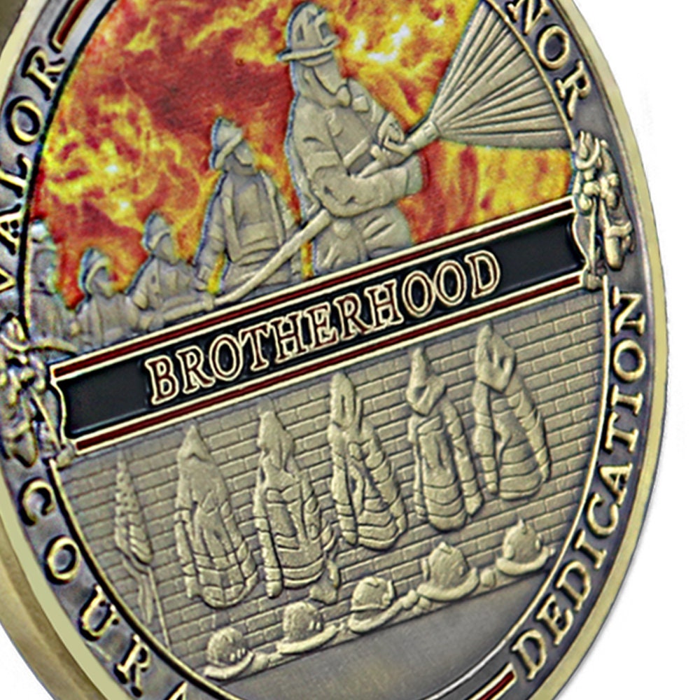 Firefighter Challenge Coin A Thin Red Line Prayer Psalm 23:4 Brotherhood Badge/gift for Him for father decowoodo