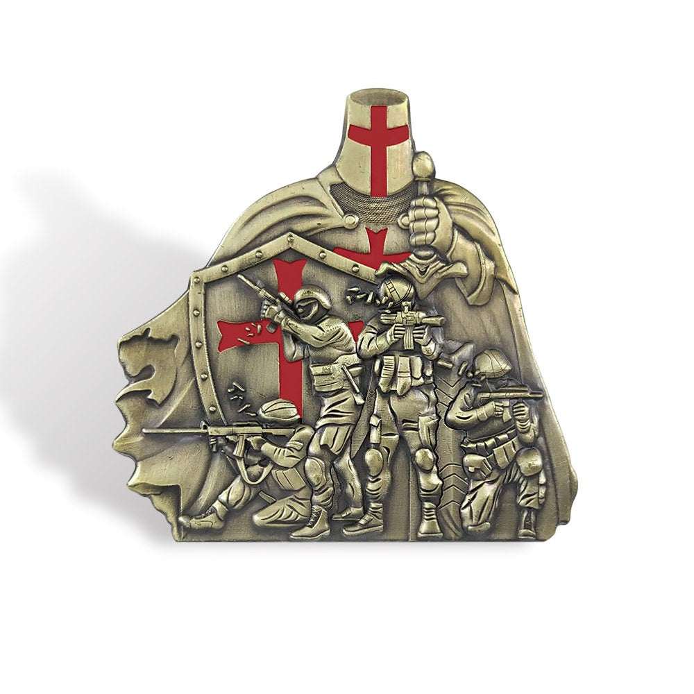 Crusader Soilder Squad Challenge Coin Prayer PSALM 144:1-6 Military Collectible decowoodo